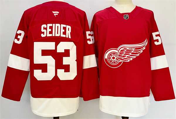 Men%27s Detroit Red Wings #53 Moritz Seider Red 2024-25 Home Stitched Jersey->boston bruins->NHL Jersey